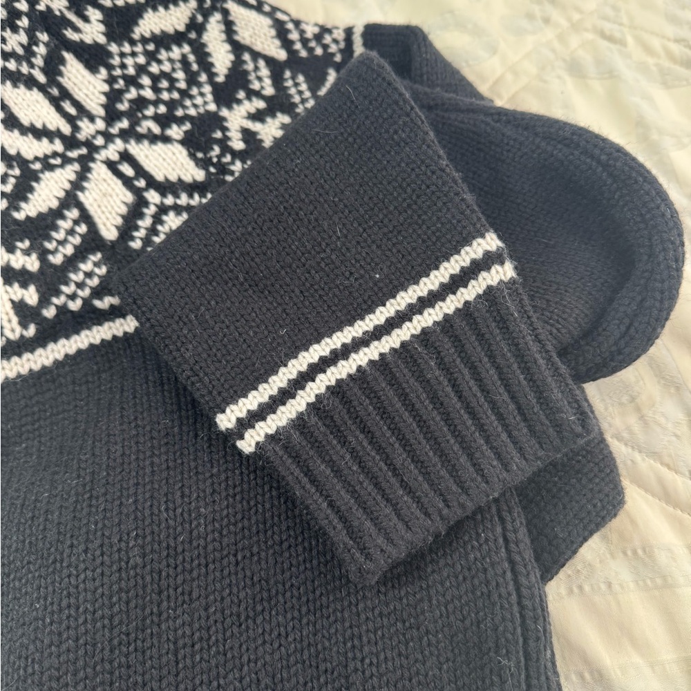 Reiss Black and White Patterned Knit Turtleneck Pullover - Picture 5 of 7